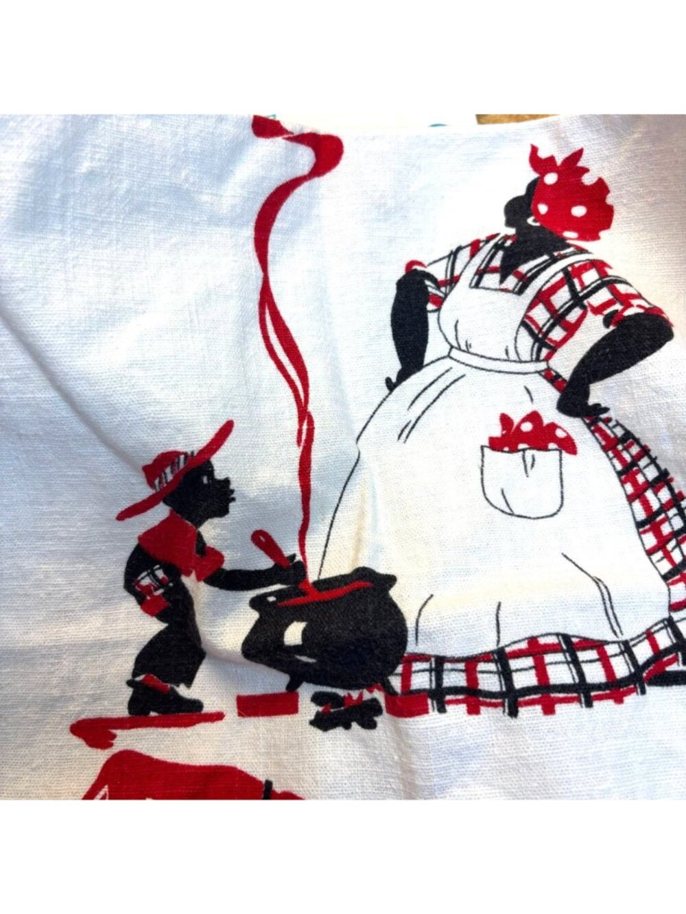 Vintage Americana Kitchen Towel by Martex, Part Linen, "Too Many Cooks Spoil the - Picture 2 of 7